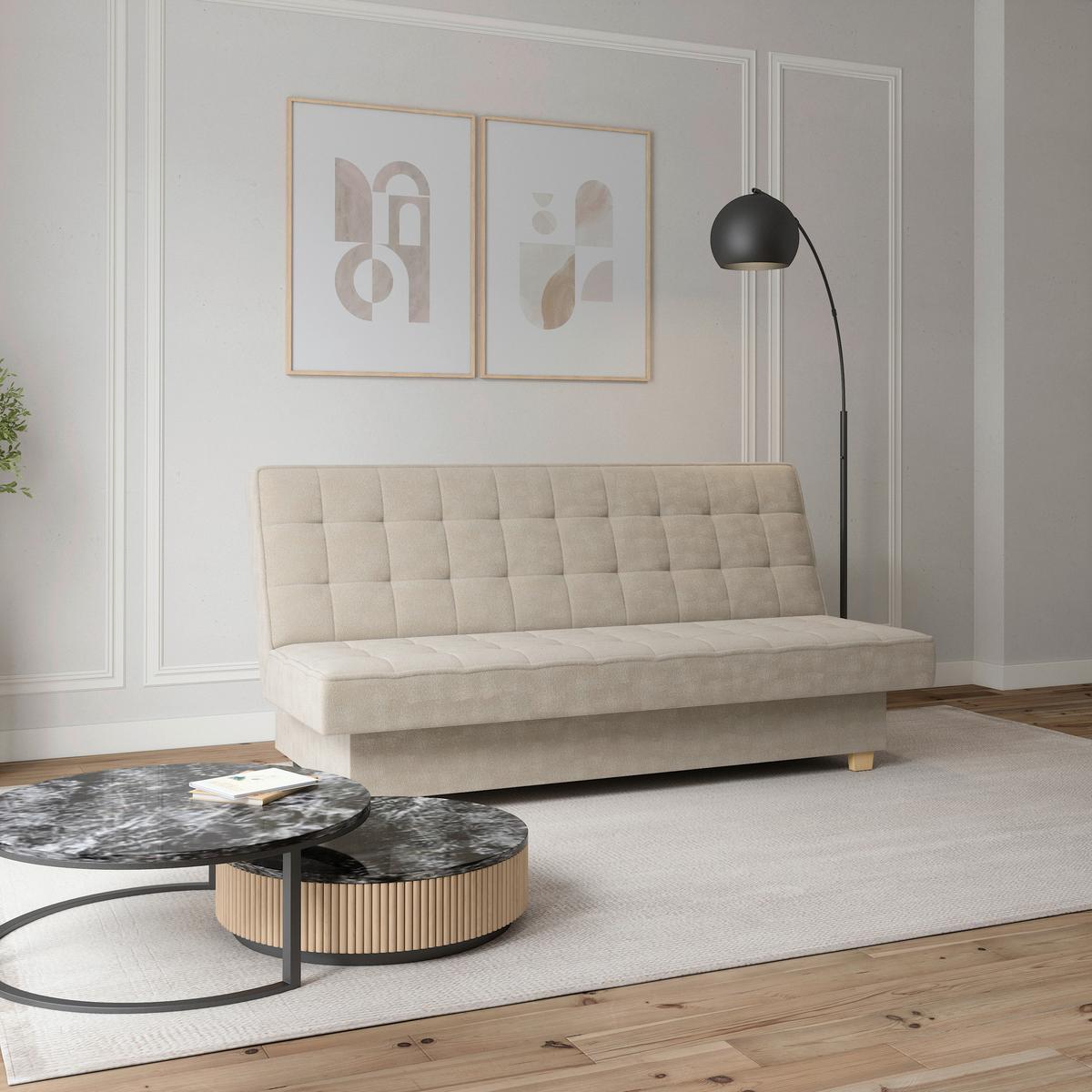 Schlafsofa Miko Creme B: 192 cm - Creme, Design, Textil (192/92/95cm) - MID.YOU