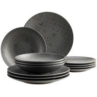 Tafelservice Schwarz 4 Personen 12-Teilig - Schwarz, Basics, Keramik - Mäser