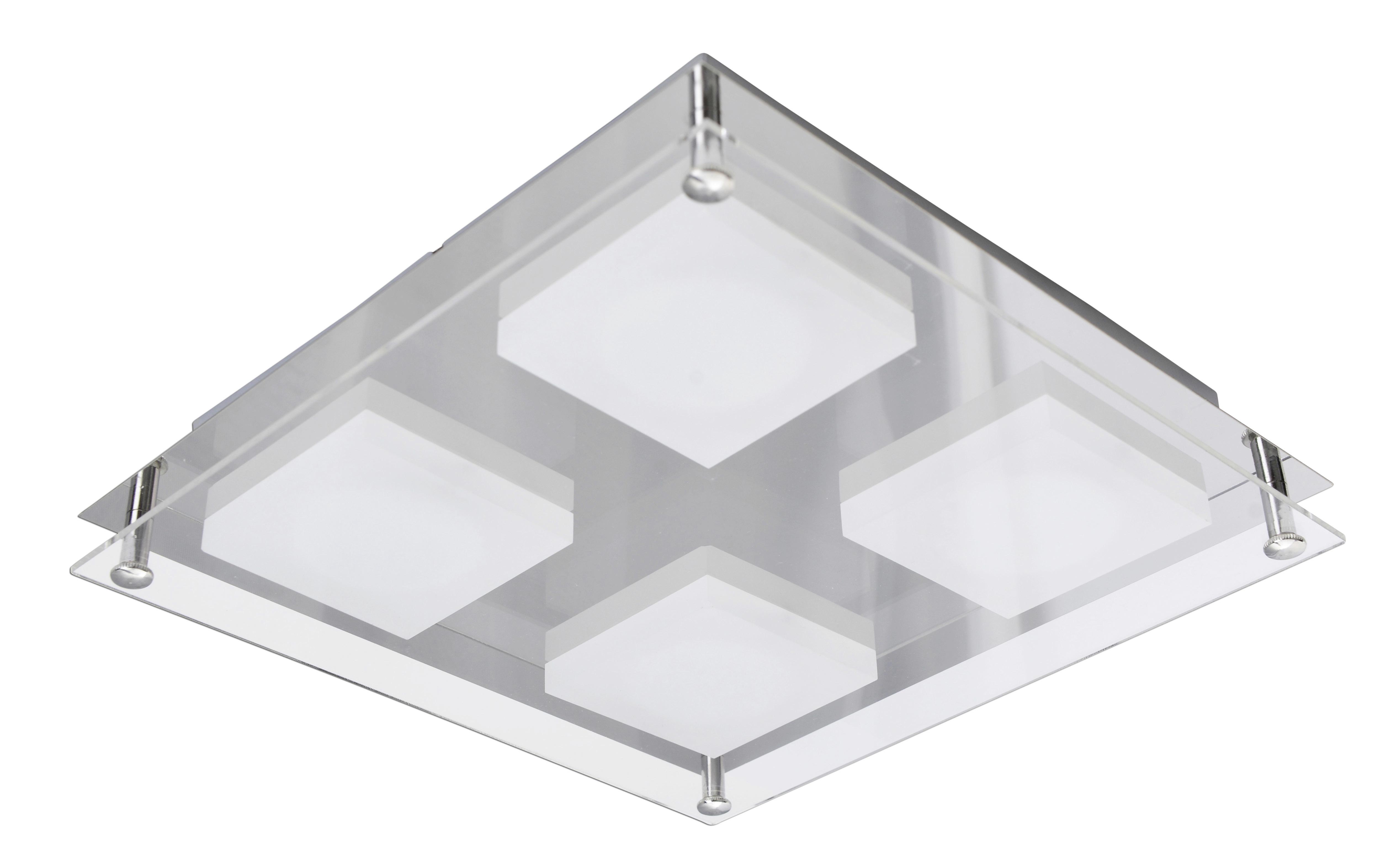 LED-Deckenleuchte L: 24 cm Quadratisch - Chromfarben, Design, Kunststoff/Metall (24/24/4,7cm) - Näve