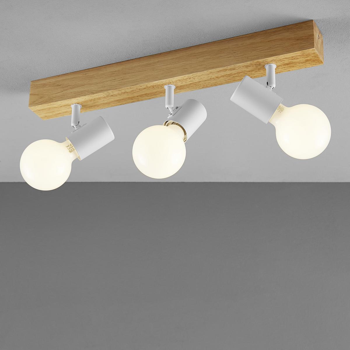 Strahler Townshend 3-Flammig verstellbar L: 48 cm - Eichefarben/Weiß, Design, Holz/Metall (5/48cm) - Eglo