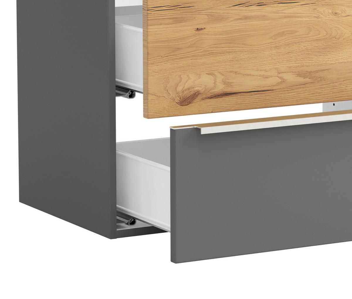 WASCHTISCHKOMBI Verona Grau/Wildeiche B: 100cm - Wildeiche/Weiß, Trend, Holzwerkstoff/Stein (100/54/47cm) - Held