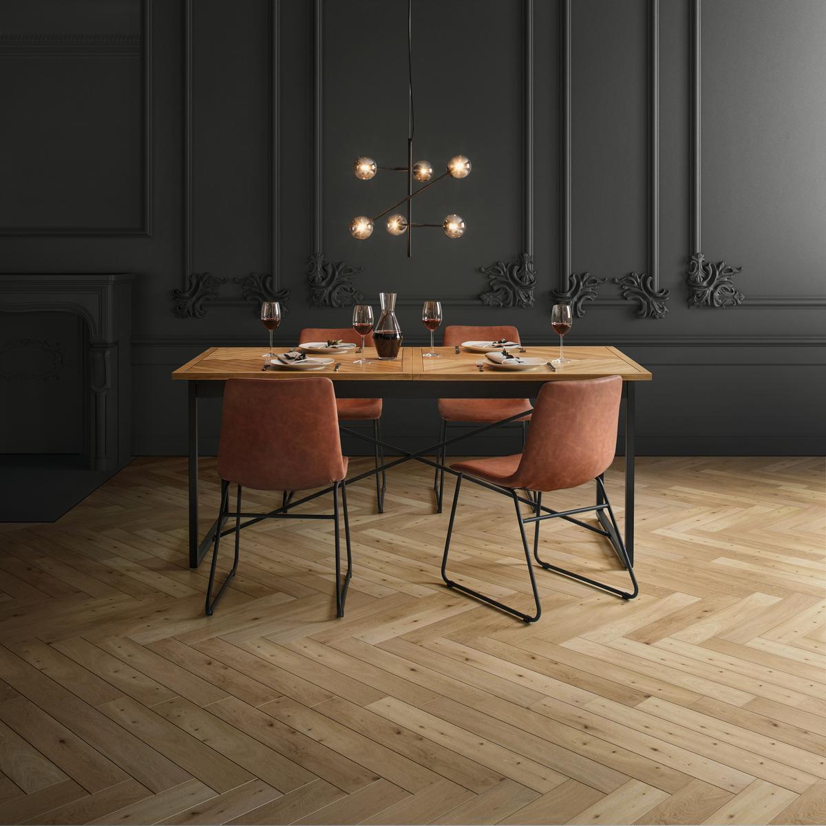 Výsuvný jídelní stůl CATALINA dyha dub/MDF 180-240 cm - černá/barvy dubu, Moderní, kov/dřevo (180-240/90/76cm) - Livetastic