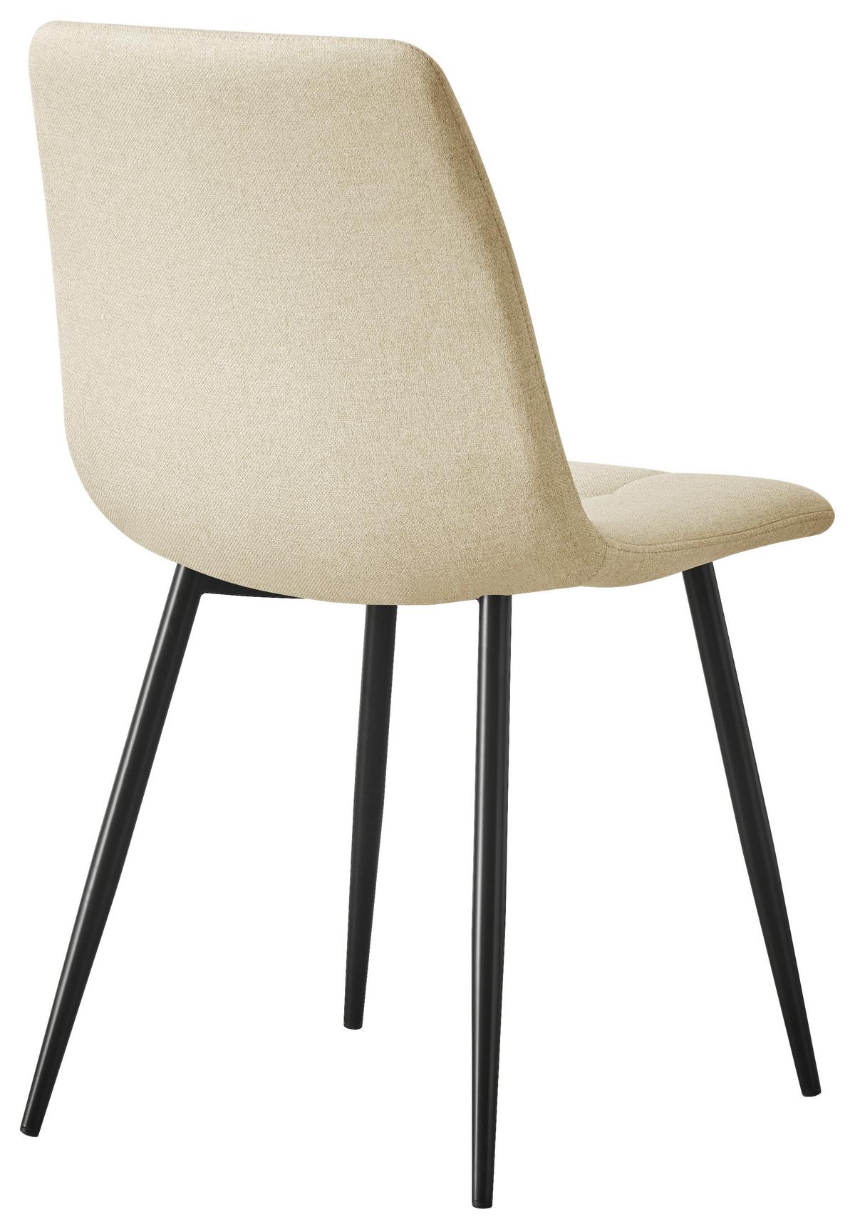 Stuhl Empoli Webstoff Beige, B: 45 cm - Beige/Schwarz, MODERN, Holz/Textil (45/86/55cm) - Livetastic