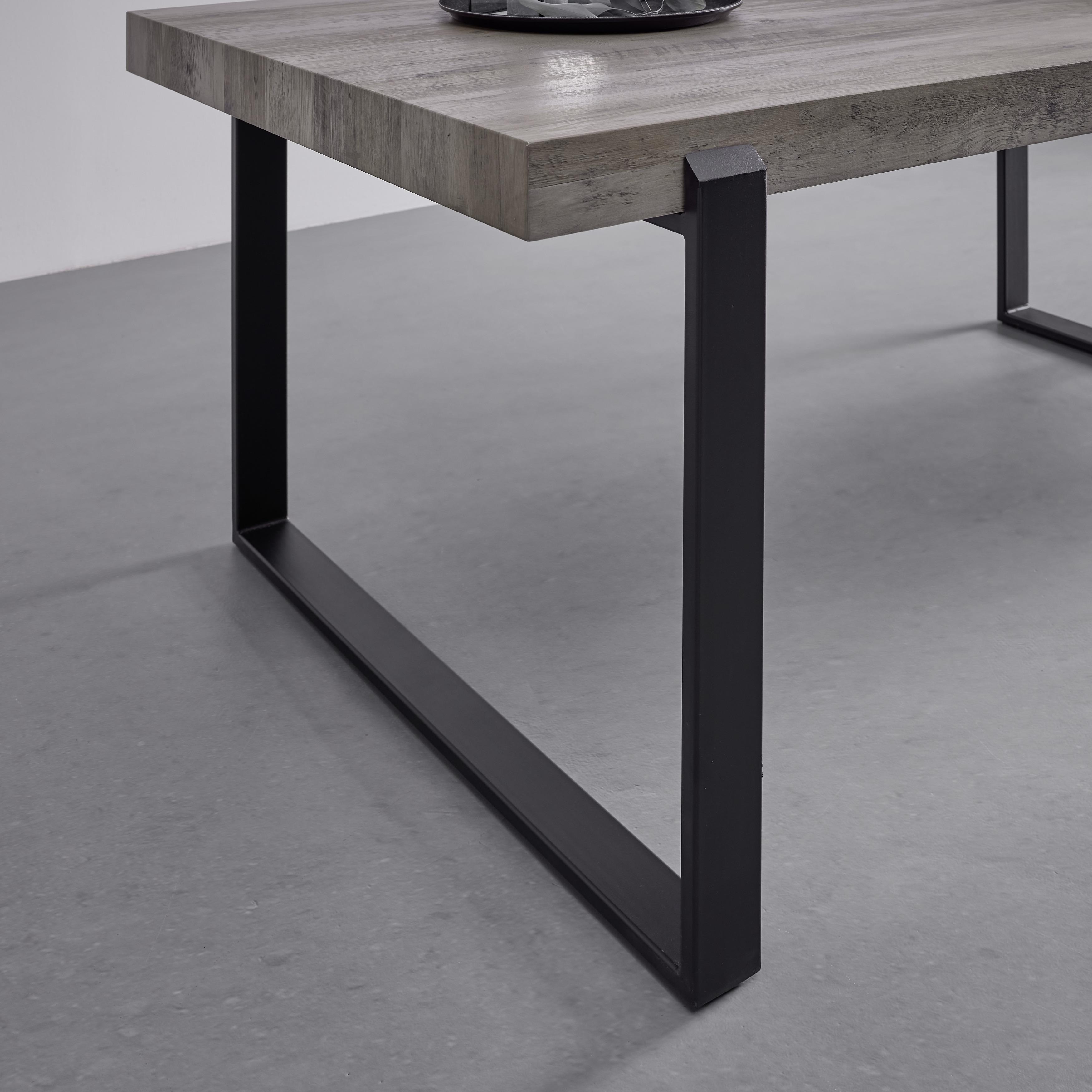 Jedálenský stôl Mila - dekor dub 180x90 cm - čierna/farba duba, Modern, kov (180/90/76cm) - Bessagi Home