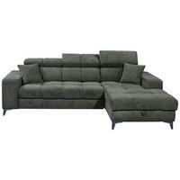 Ecksofa Sydney Dunkelgrün S: 268/172 Cm - Dunkelgrün/Schwarz, KONVENTIONELL, Textil (268/172cm) - MID.YOU