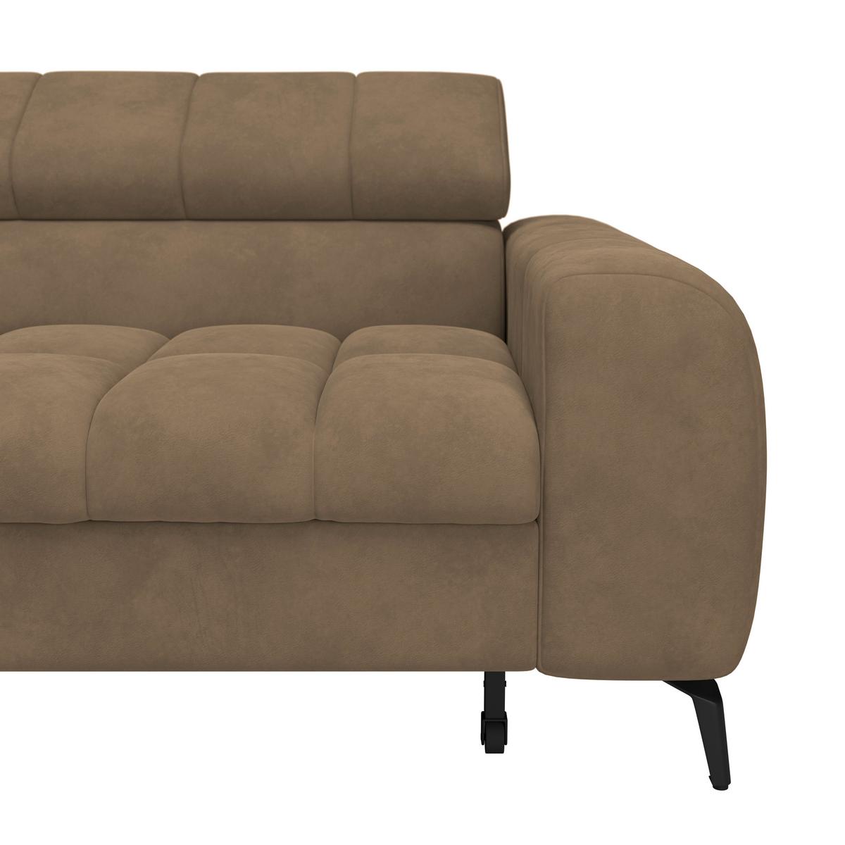 Ecksofa Volf Links New Braun, S: 203x261 Cm - Schwarz/Braun, Trend, Kunststoff/Textil (203/261cm)
