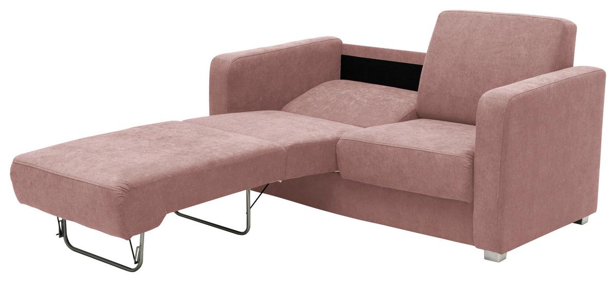 Schlafsofa Mia Rosa B: 159 cm - Chromfarben/Altrosa, Design, Textil (159/88/87cm) - Livetastic
