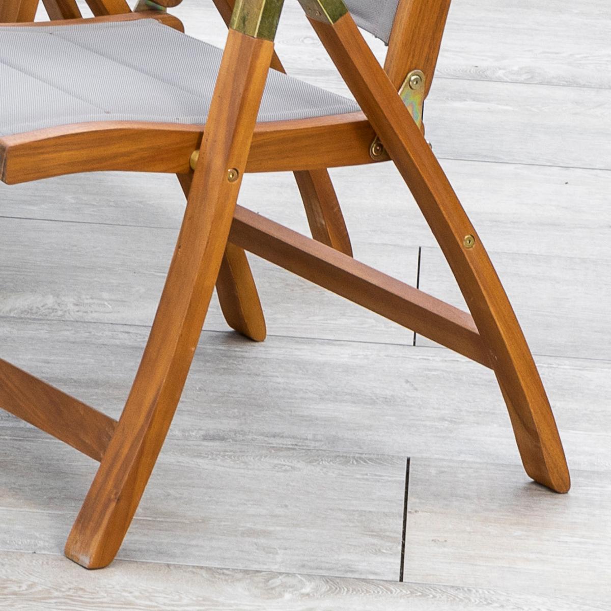 Gartensessel Klappbar Acapulco Akazie/Textil - Grau/Akaziefarben, ROMANTIK / LANDHAUS, Holz/Textil (61,5/110,5/68cm) - Gardenson