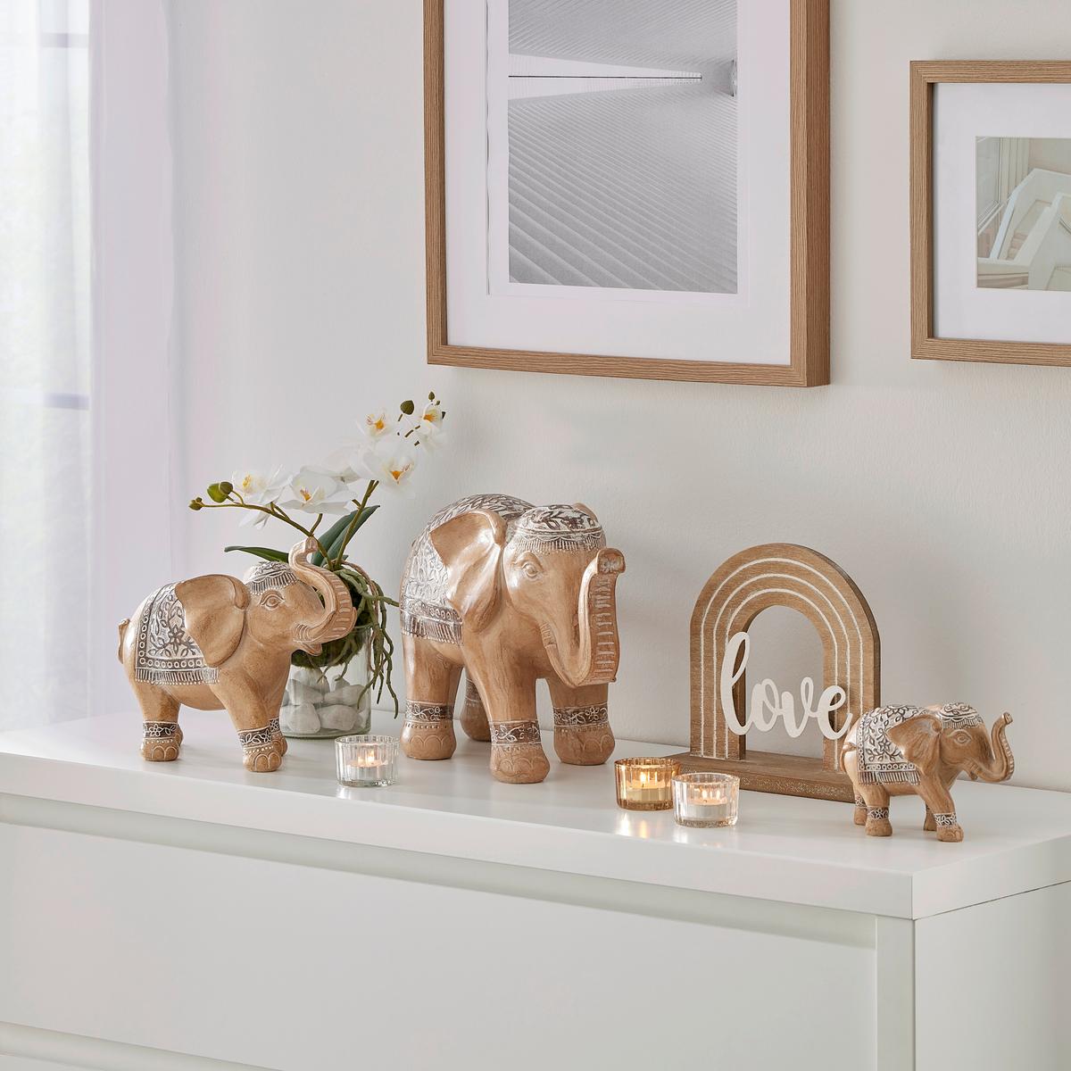 Dekoelefant Sophia - Braun/Weiß, LIFESTYLE, Kunststoff (37/16/23,5cm) - Luca Bessoni