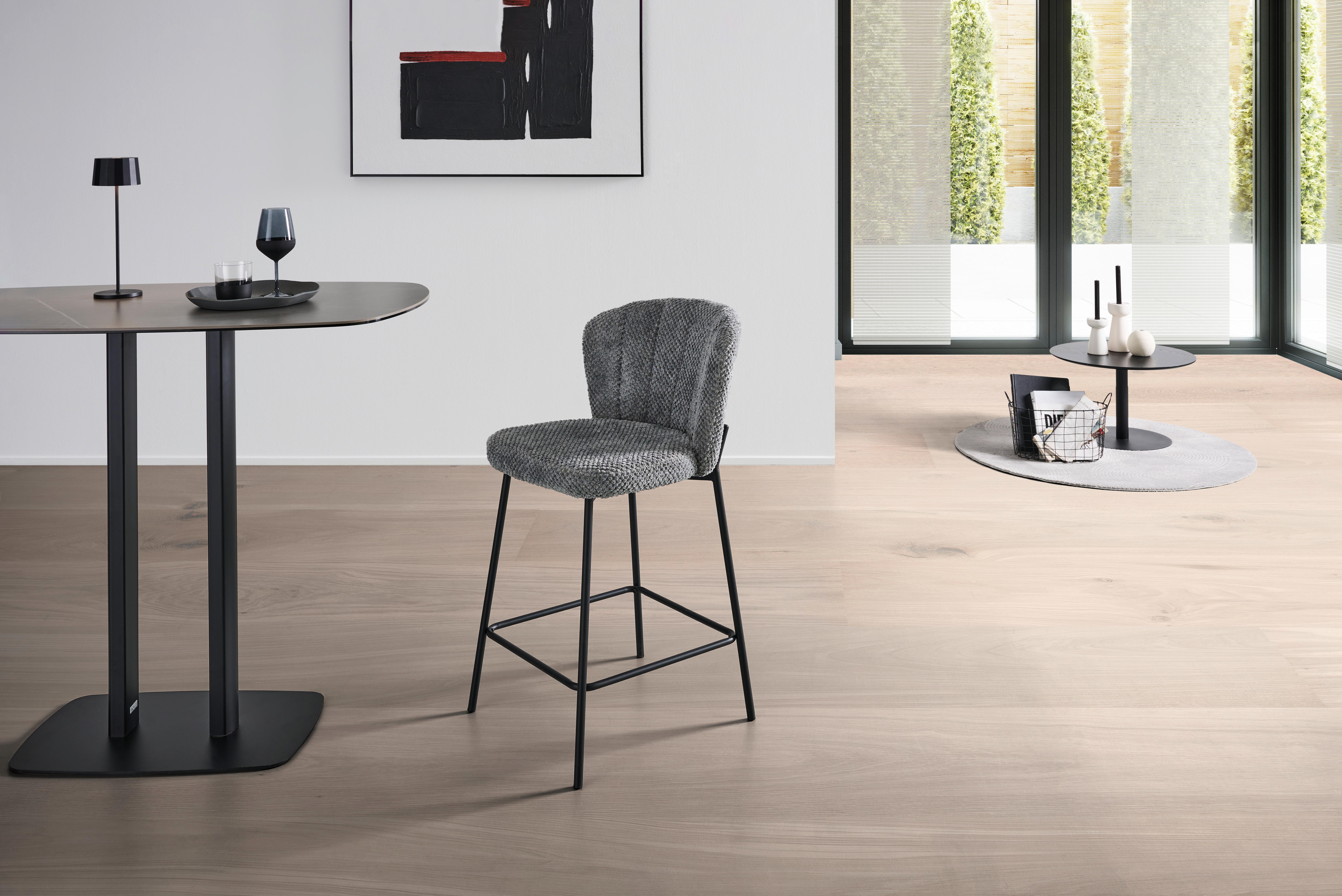 Barhocker Paris - Schwarz/Grau, LIFESTYLE, Holz/Textil (55/101/59cm) - Livetastic