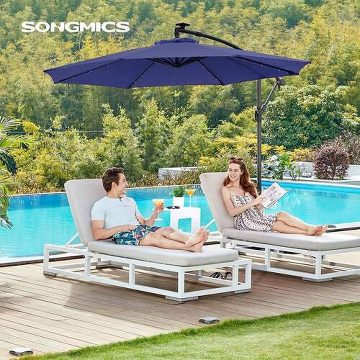 Led Sonnenschirm Blau Schwarz Bxl: 300x300 Cm - Blau/Schwarz, Basics, Textil/Metall (300/300cm) - Modante