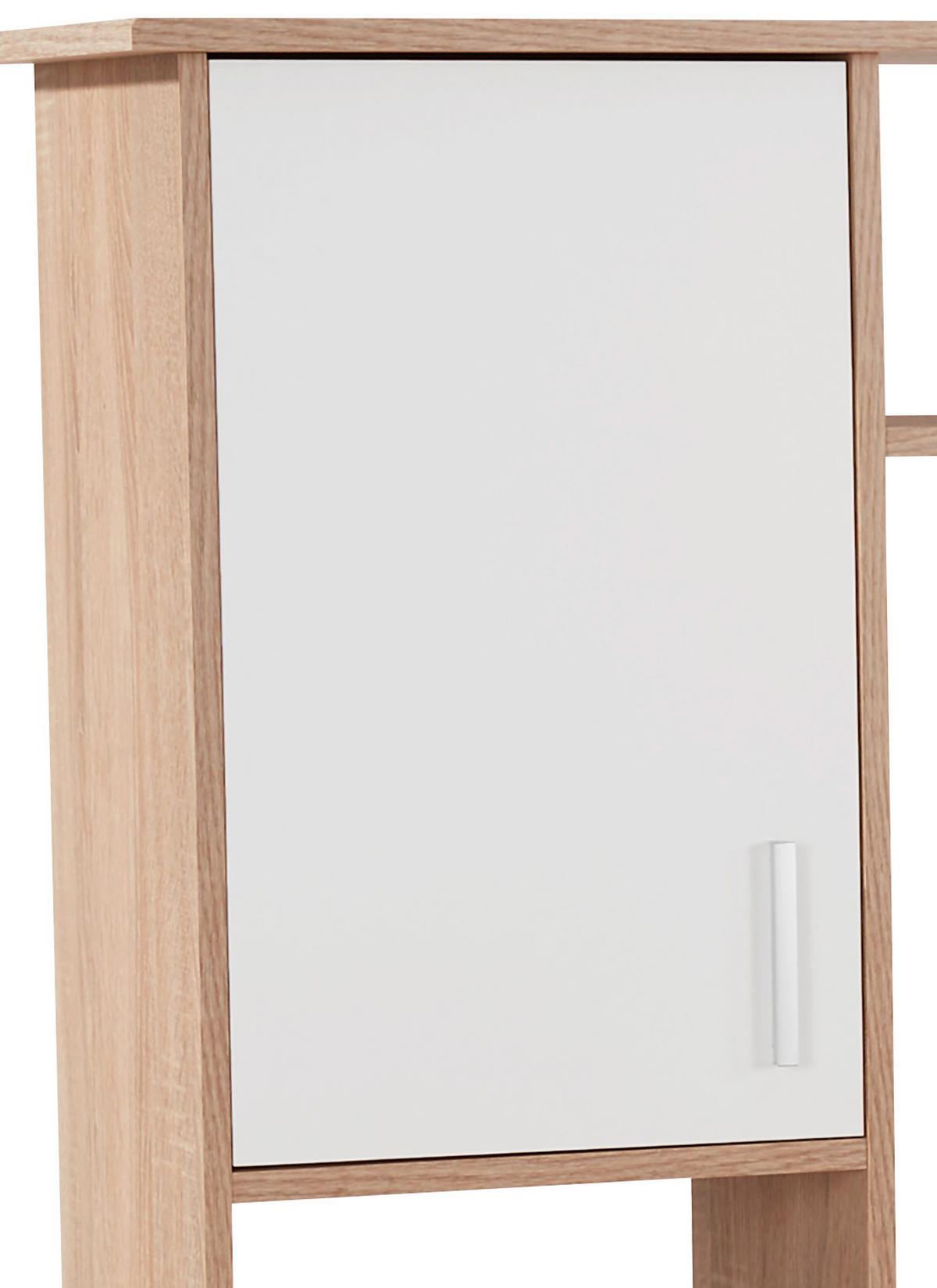 Schreibtisch Mit Stauraum + Tastaturauszug B 160cm Thema2 - Weiß/Sonoma Eiche, MODERN, Holzwerkstoff/Kunststoff (160/153,4cm)