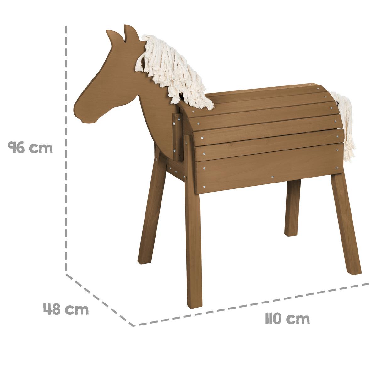 Holzpferd teak, in/Outdoor wetterfest, umweltfreundlich - Teakfarben, Basics, Holzwerkstoff (110/96/48cm) - Roba