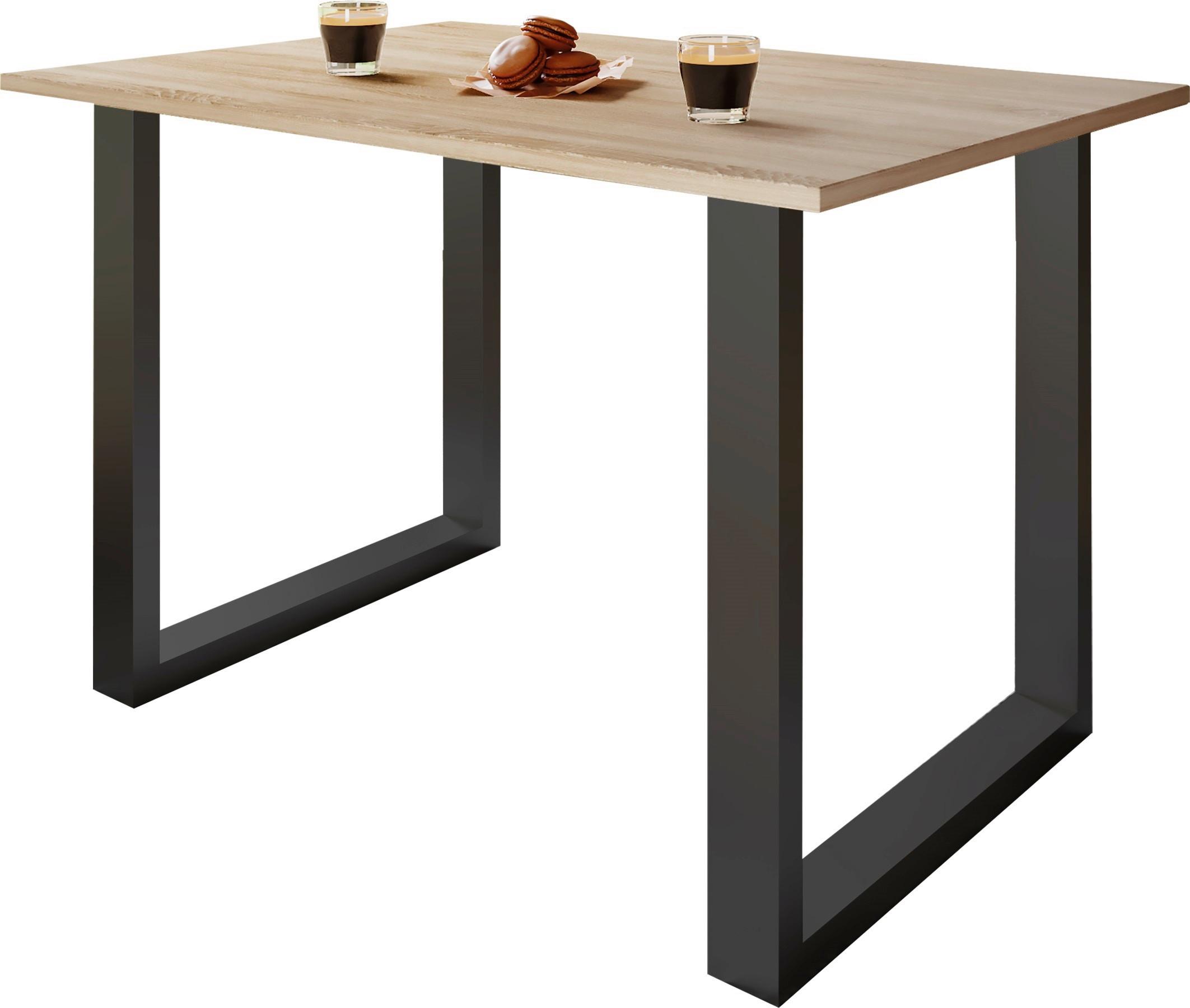 Schreibtisch Lona Schwarz/Eiche Dekor B: 160 cm - Silberfarben/Schwarz, Design, Holzwerkstoff/Metall (160/80/76cm) - MID.YOU