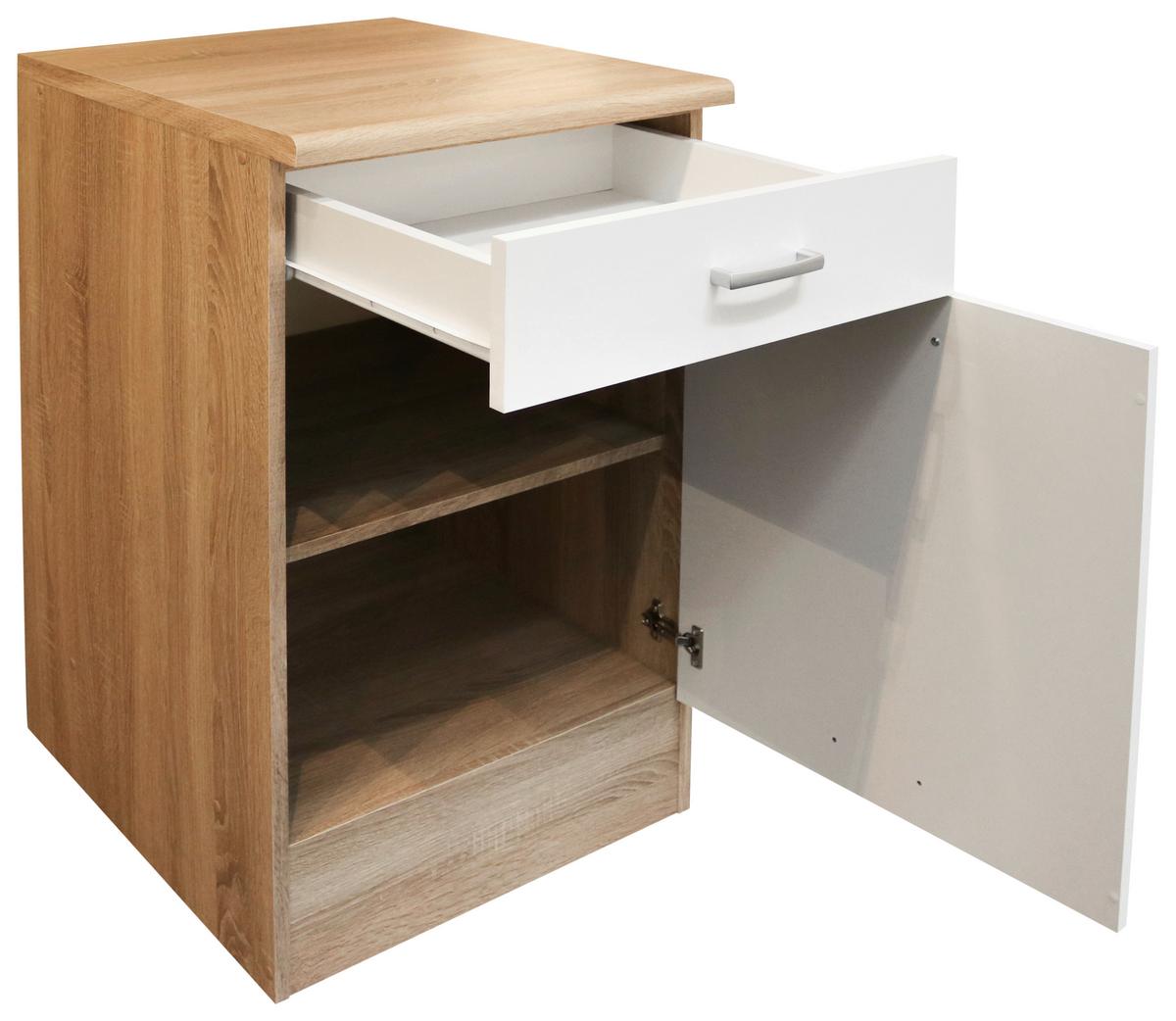 Spodní kuchyňská skříňka ANDY šířka/výška: 50/90 cm - bílá/barvy stříbra, Basics, kompozitní dřevo/plast (50/90/60cm) - MID.YOU