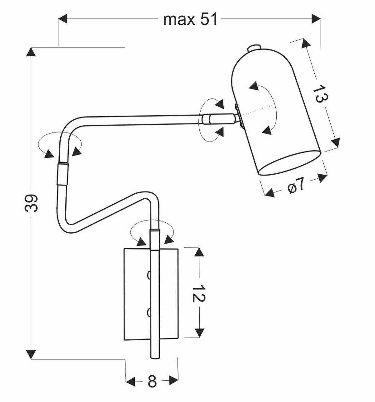 Wandleuchte 21-75451 - Schwarz, Basics, Metall (8/51/39cm)