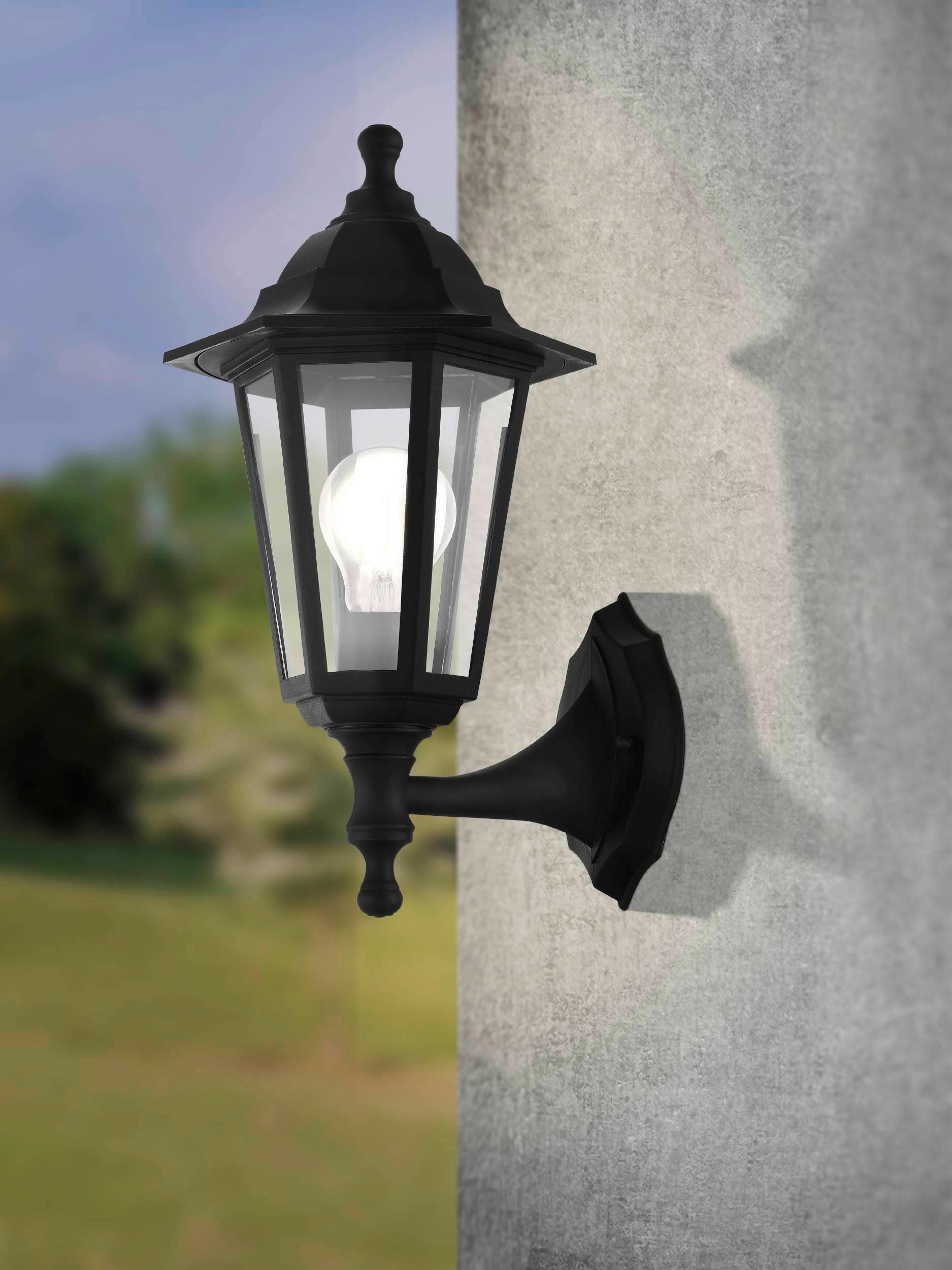 Außenwandleuchte Duanera Schwarz L/H 19,5/35,5 cm - Schwarz, Basics, Glas/Kunststoff (19,5cm)