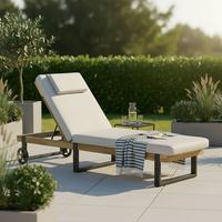 ZÁHRADNÉ LEŽADLO ELENYI - sivá/krémová, Modern, kov/drevo (65/95/200cm) - Bessagi Garden