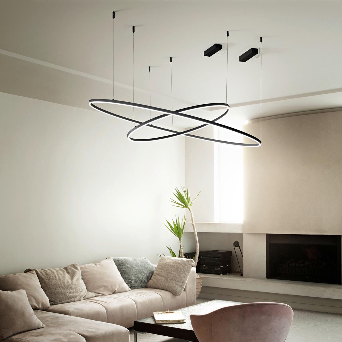 LED-Hängeleuchte Oracle Slim Schwarz D: 90 cm - Schwarz, Design, Kunststoff/Metall (90/27,5/202,5cm) - Ideal Lux
