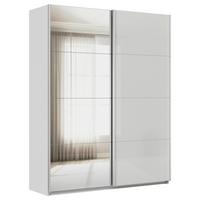 Schwebetürenschrank Mit Spiegel 181cm Feldkirch, Grau - Grau Hochglanz/Silberfarben, MODERN, Glas/Holzwerkstoff (181/229/62cm)