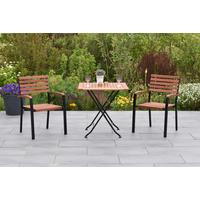 Gartentischgruppe 3tlg. Set - Graphitfarben/Naturfarben, KONVENTIONELL, Holz/Metall - Gardenson