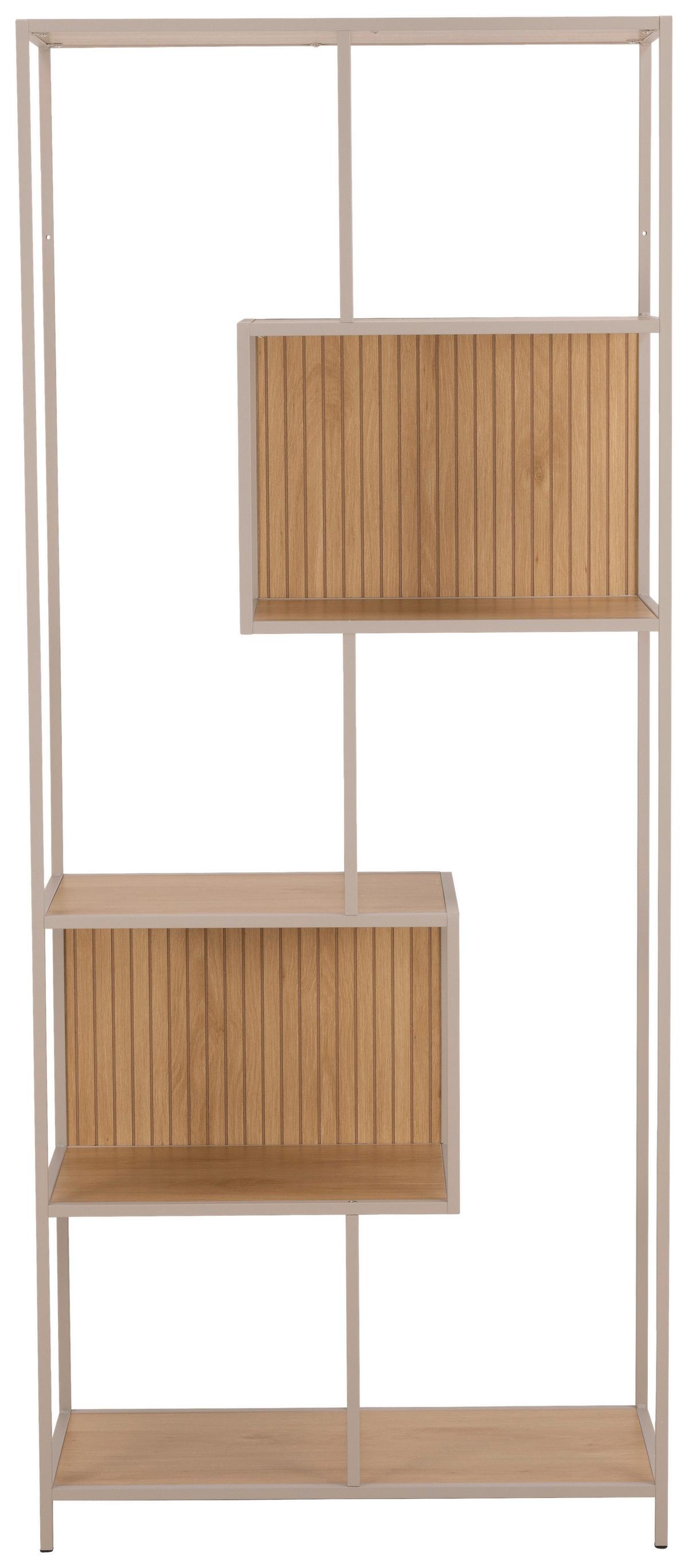 REGÁL SEAFORD - šedá/barvy dubu, Moderní, kov/kompozitní dřevo (77/185/35cm) - Xora