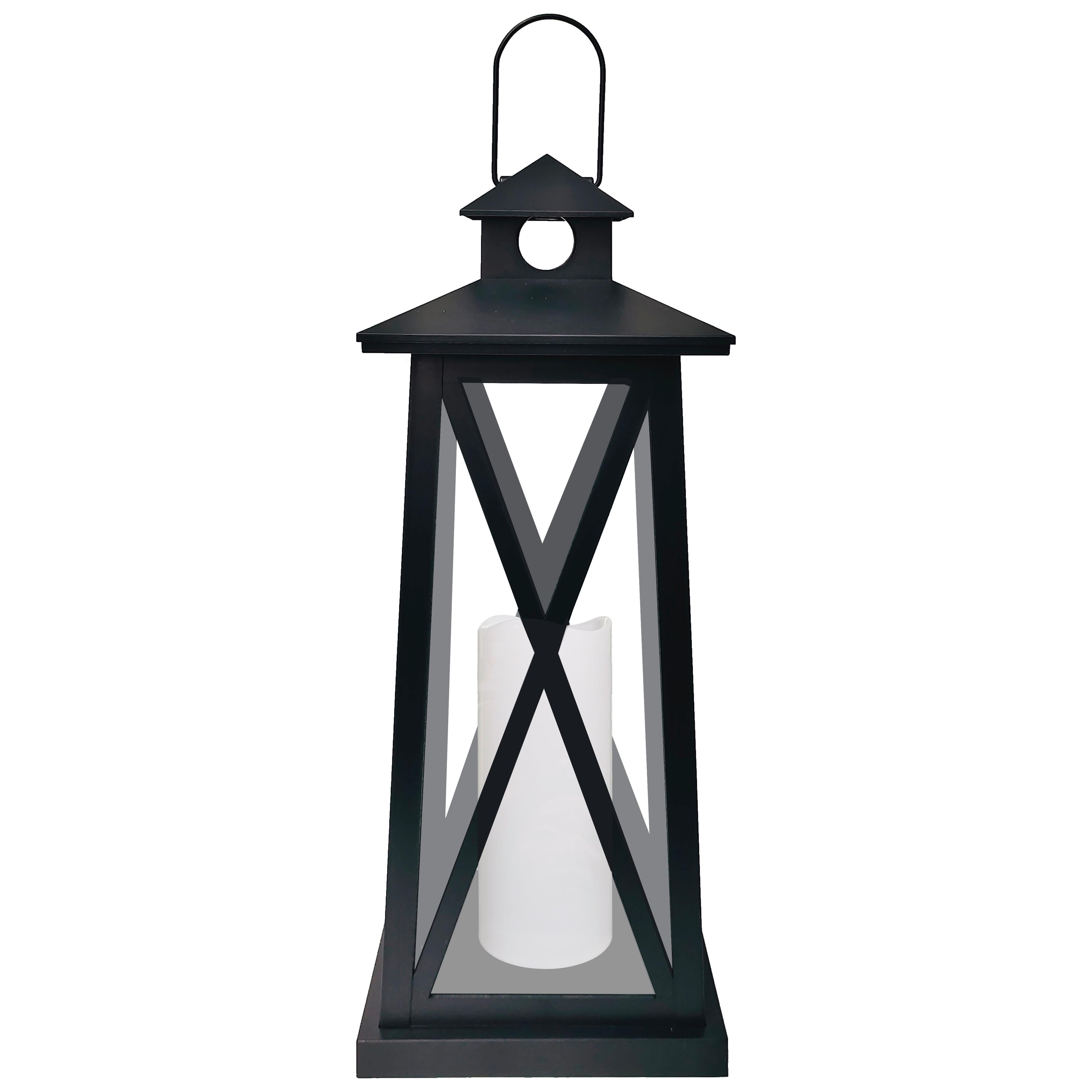 LED lucerna Sigrid, V: 47,6cm,časovač 6h - černá, plast/sklo (19,7/47,6/19,7cm) - Modern Living