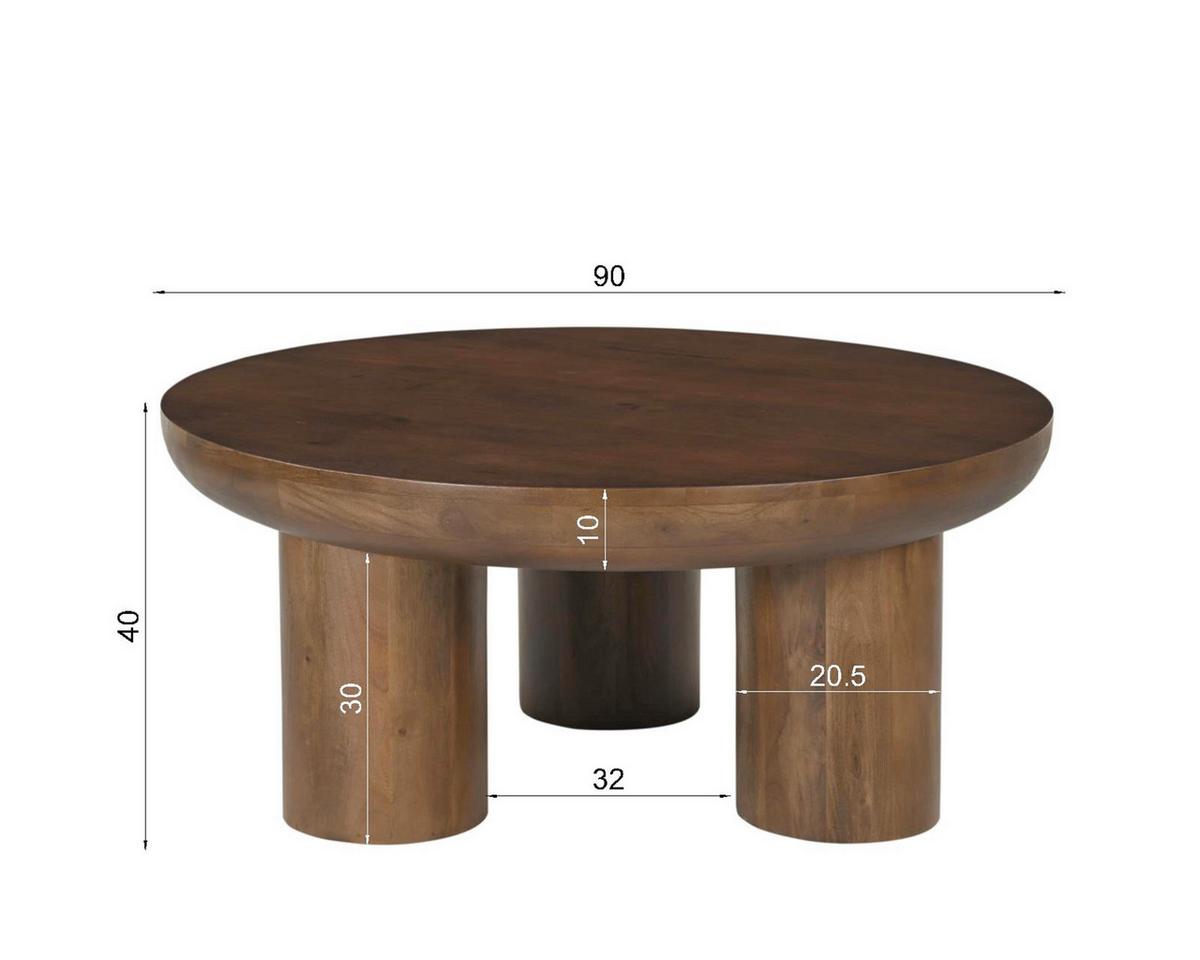 COUCHTISCH Mangoholz B: 90cm - Braun, Design, Holz (90/90/40cm) - MID.YOU