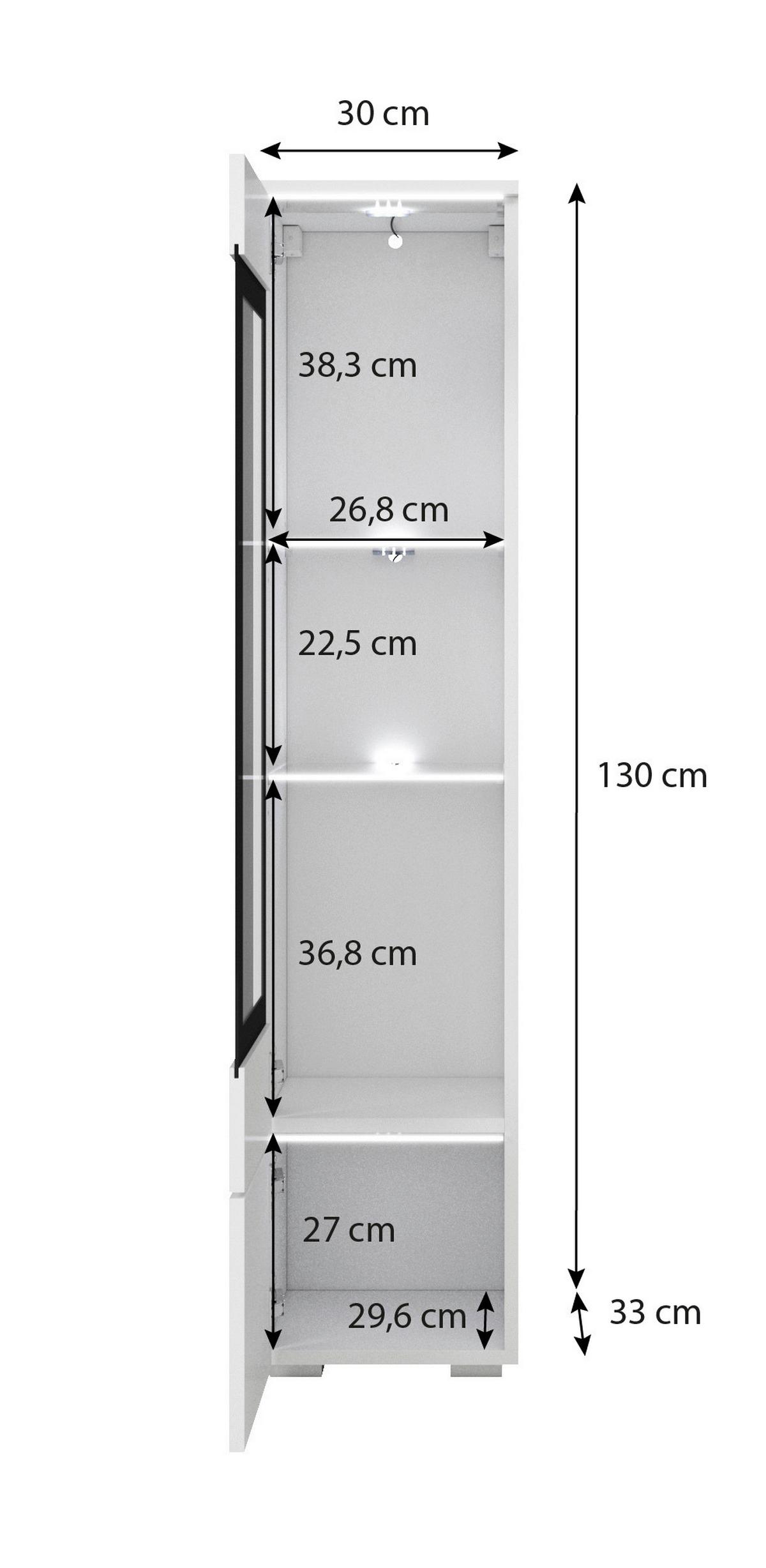 Vitrine Vera Schwarz B: 30cm - Schwarz/Grau, Design, Glas/Holzwerkstoff (30/130/33cm) - Livetastic