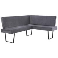 Eckbank Tilos Samt Dunkelgrau, S: 190x150 cm - Dunkelgrau, KONVENTIONELL, Textil/Metall (190/150cm) - MID.YOU