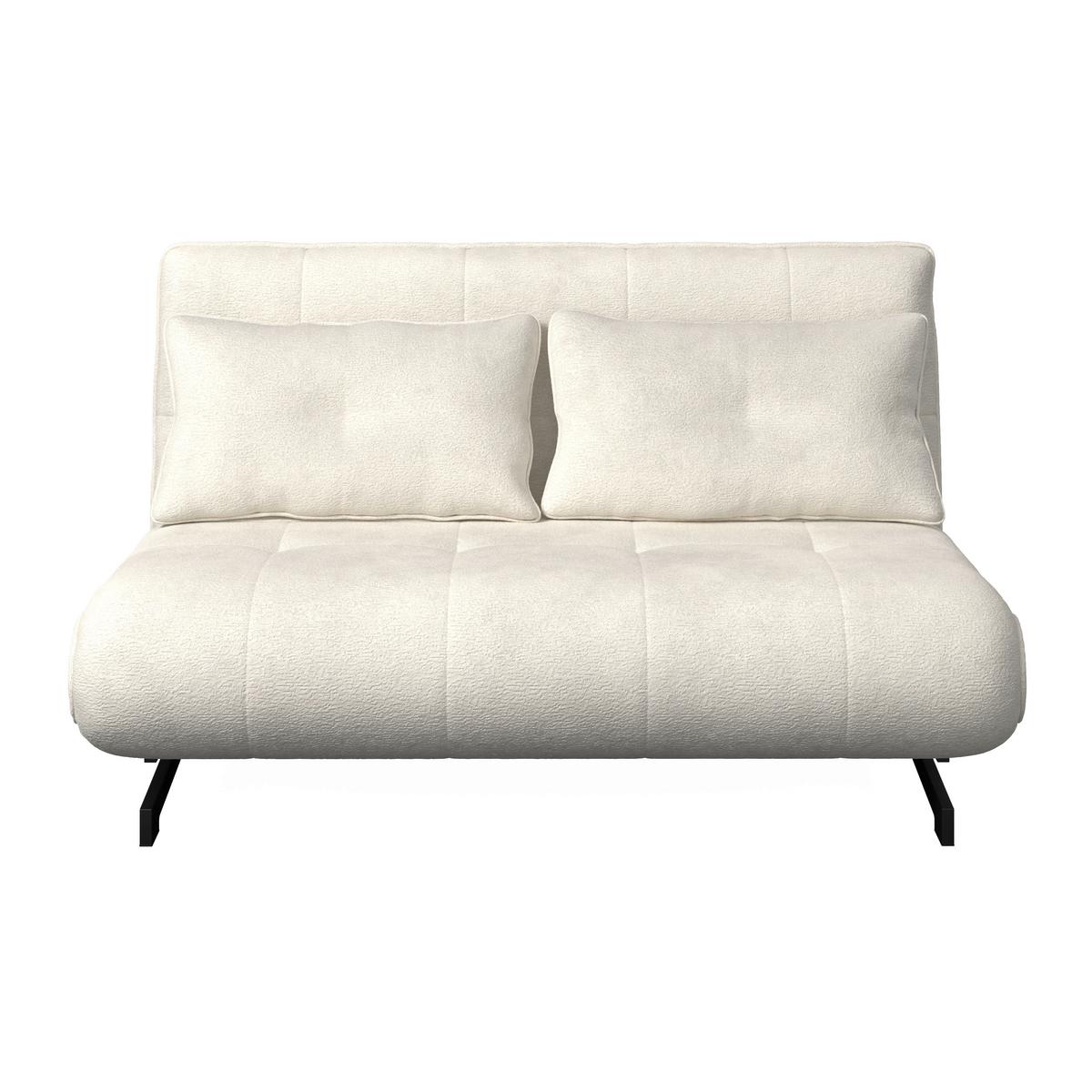 Rozkládací pohovka LUNA, bilé buklé, max.240 kg - bílá/černá, Moderní, kov/textil (142/40/62cm) - Bessagi Home