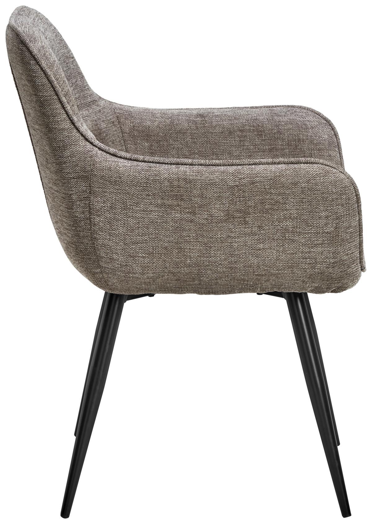 Armlehnstuhl-set Leicester - Schwarz/Braun, LIFESTYLE, Textil/Metall (57/84/60cm) - MID.YOU