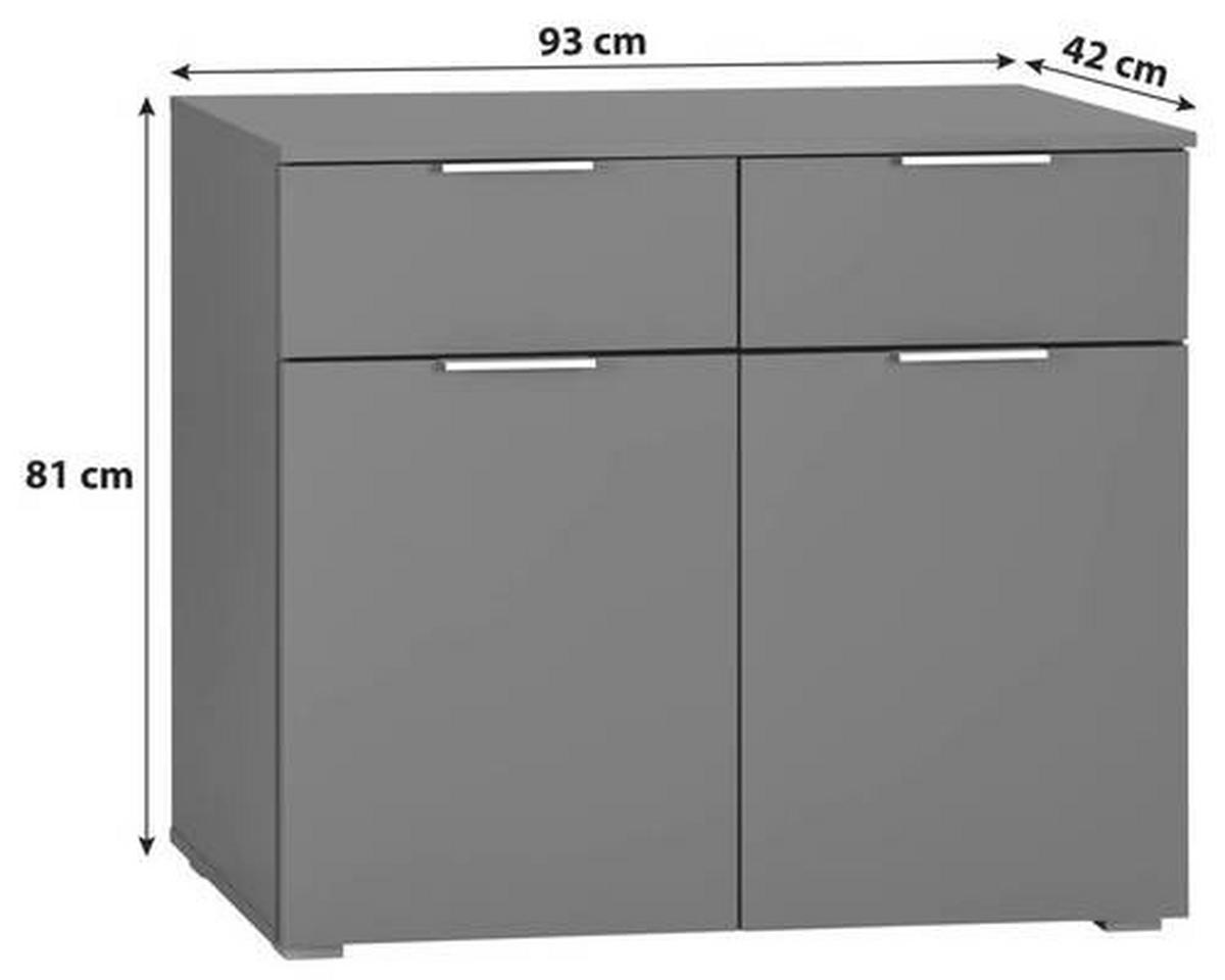 Kommode B: 93 Cm Alabama, Grau - Alufarben/Grau, MODERN, Holzwerkstoff (93/81/42cm) - Rauch Möbel