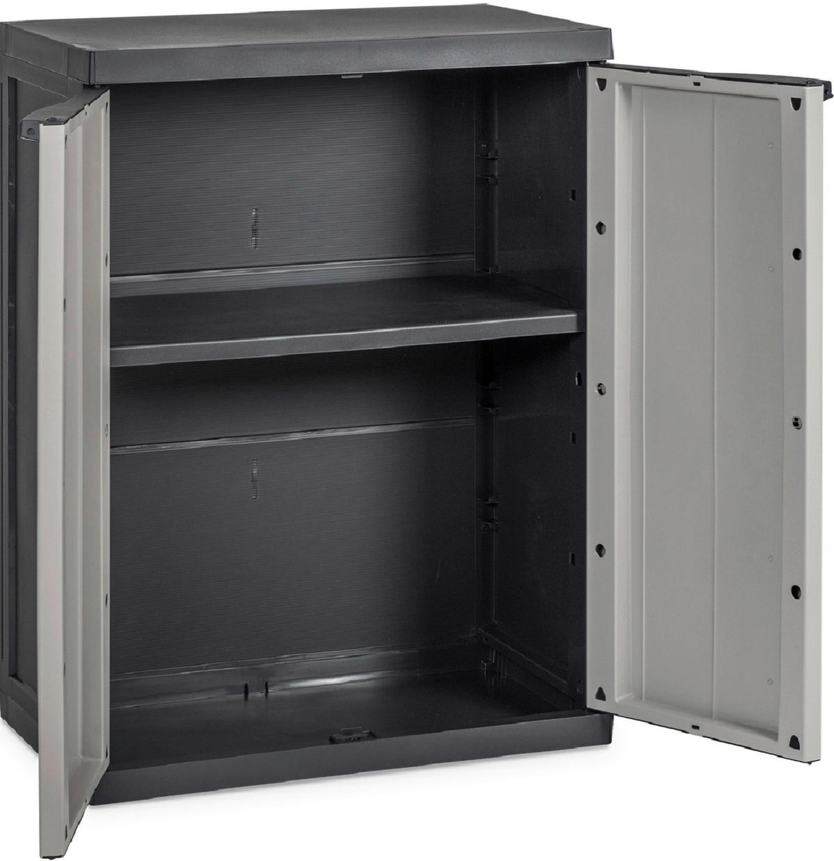Werkzeugschrank Bio Midi Klein 65x85x37 cm versperrbar - Hellgrau/Schwarz, Basics, Kunststoff (65/85/37cm)