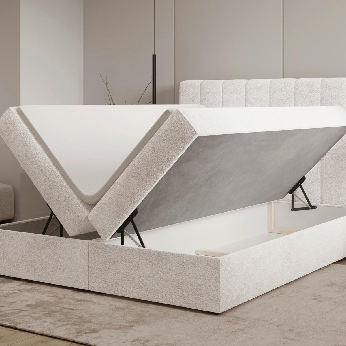 Boxbett Paris Lf: 160x200 Weiß/elfenbein - Elfenbein/Schwarz, MODERN, Holz/Kunststoff (160/200cm) - MID.YOU