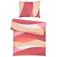 Cretonne Bettwäsche 140x200 cm Fianna Orange/Pink Streifen - Pink/Orange, MODERN, Textil - Luca Bessoni