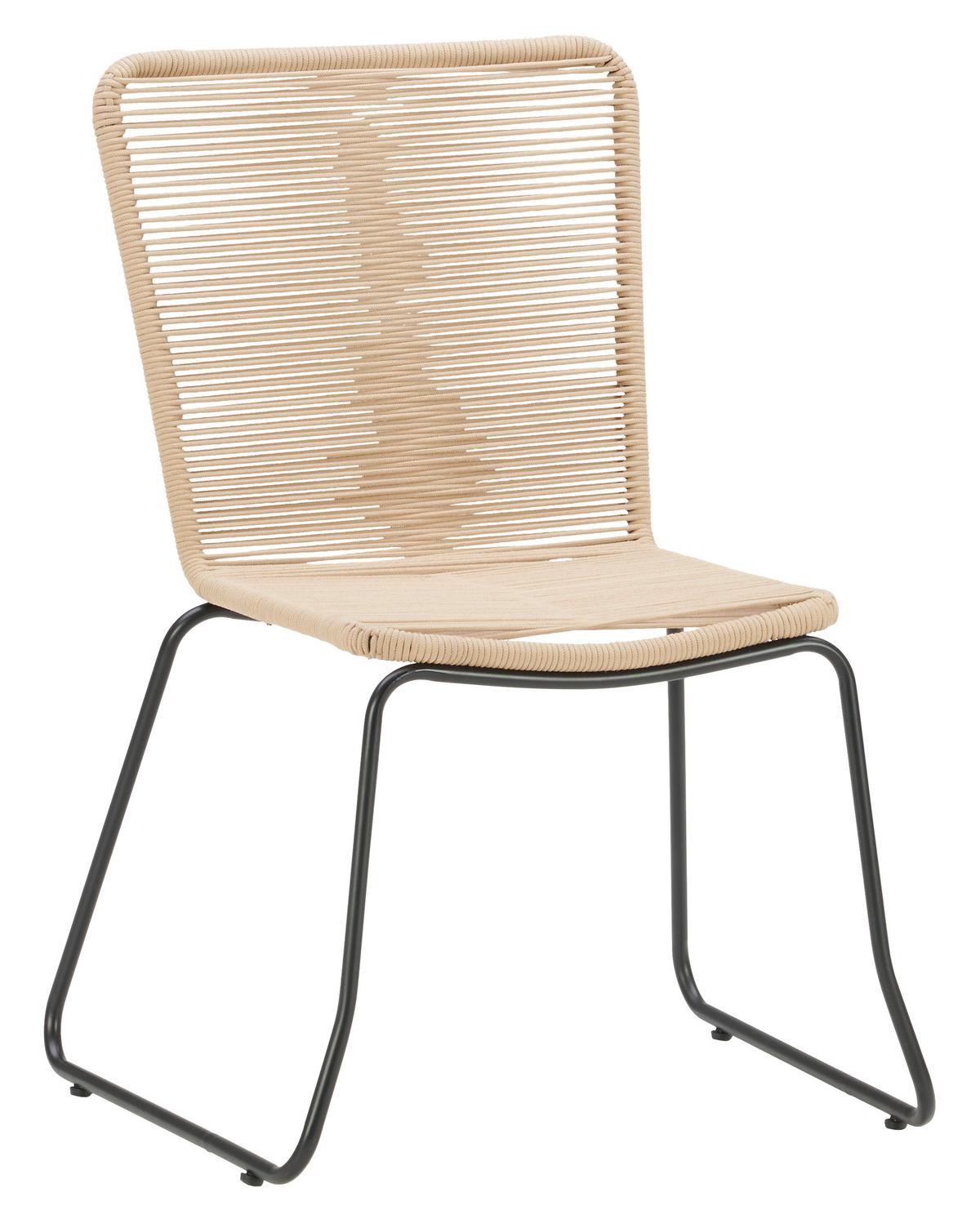 Gartenstuhl Trendy Aus Metall und Kunststoff - Beige/Schwarz, MODERN, Kunststoff/Metall (58/88/62cm) - Beldano