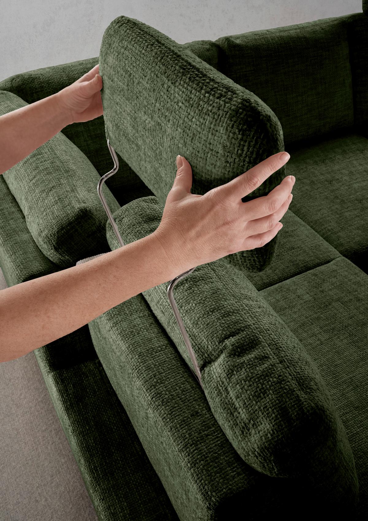 Eckschlafsofa Positano Dunkelgrün S: 206x265 Cm - Wildeiche/Dunkelgrün, MODERN, Textil (206/265cm) - Livetastic