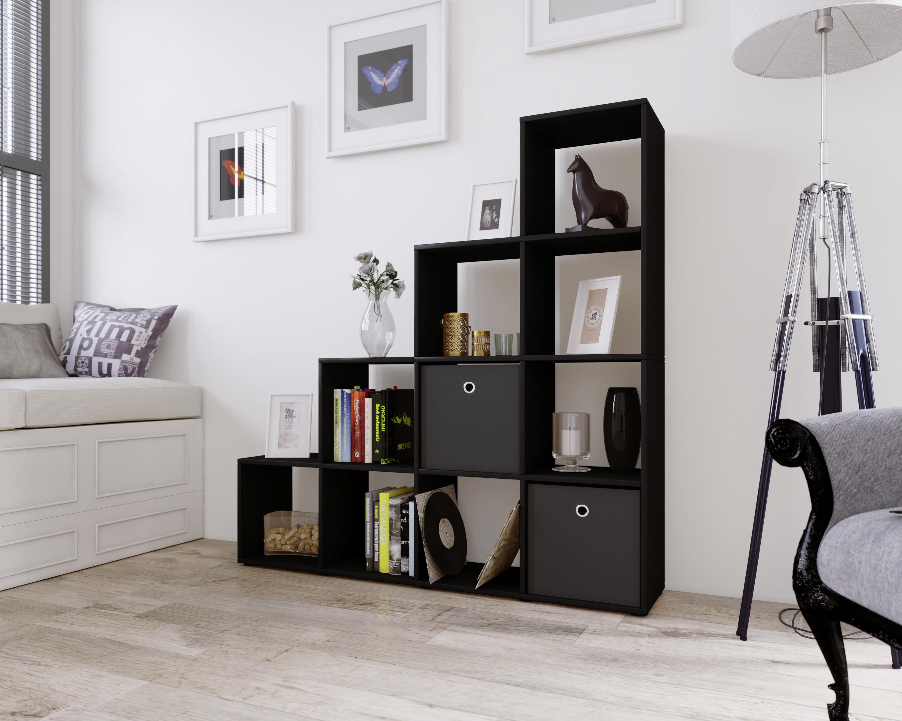 Standregal Dekor Napoli 142,5 cm Schwarz - Schwarz, KONVENTIONELL, Holzwerkstoff (142,5/138,5/29cm) - MID.YOU