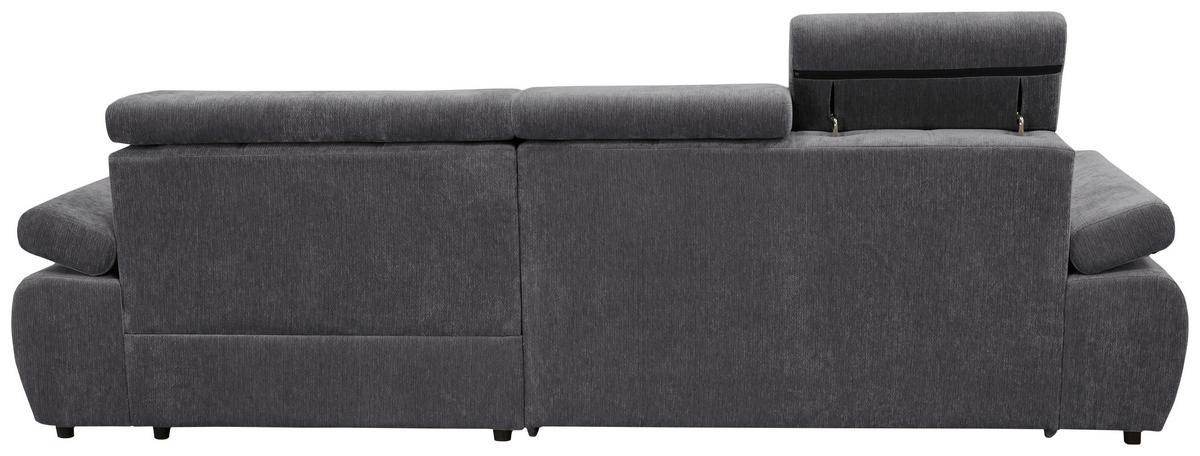 Rohová sedačka VEGAS, pravá, tmavosivá ženilka - čierna/tmavosivá, Design, drevo/textil (294/173cm)