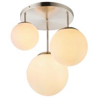 Deckenleuchte Joel Ø 47 Cm Mit 3 Kugelleuchten - Weiß/Nickelfarben, Basics, Glas/Metall (47/44cm) - Globo