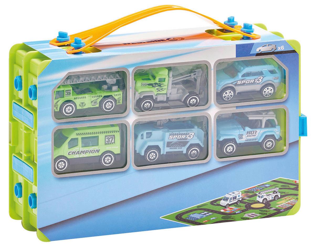 Spielzeugauto Mini-Auto-Box Mit Spielmatte - Blau/Gelb, LIFESTYLE, Kunststoff (28/19/9cm)