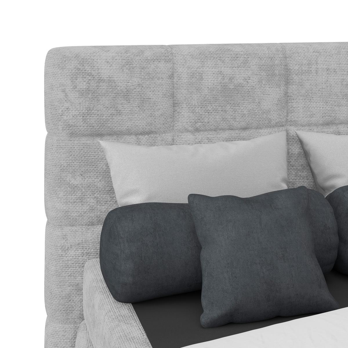 Čalúnená posteľ VEGA 140x200 cm, svelosivá - čierna/zelená, Trend, drevo/textil (140/200cm)