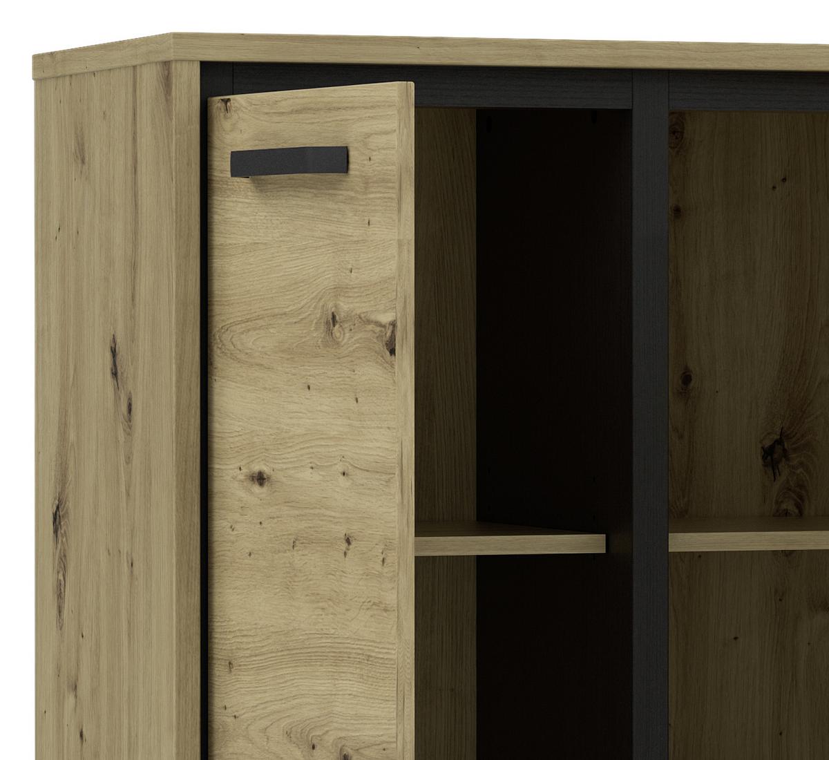 Kommode B 91,4 Cm Trondheim, Eiche Dekor/schwarz - Eichefarben/Schwarz, MODERN, Holzwerkstoff/Kunststoff (91,4/91,2/41,5cm) - MID.YOU