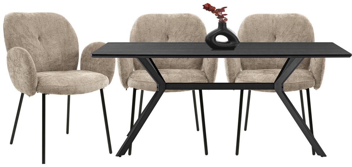 Jedálenský stôl Aragon, čierny 180x90cm - čierna, Modern, kov/kompozitné drevo (180/75/90cm) - Mömax