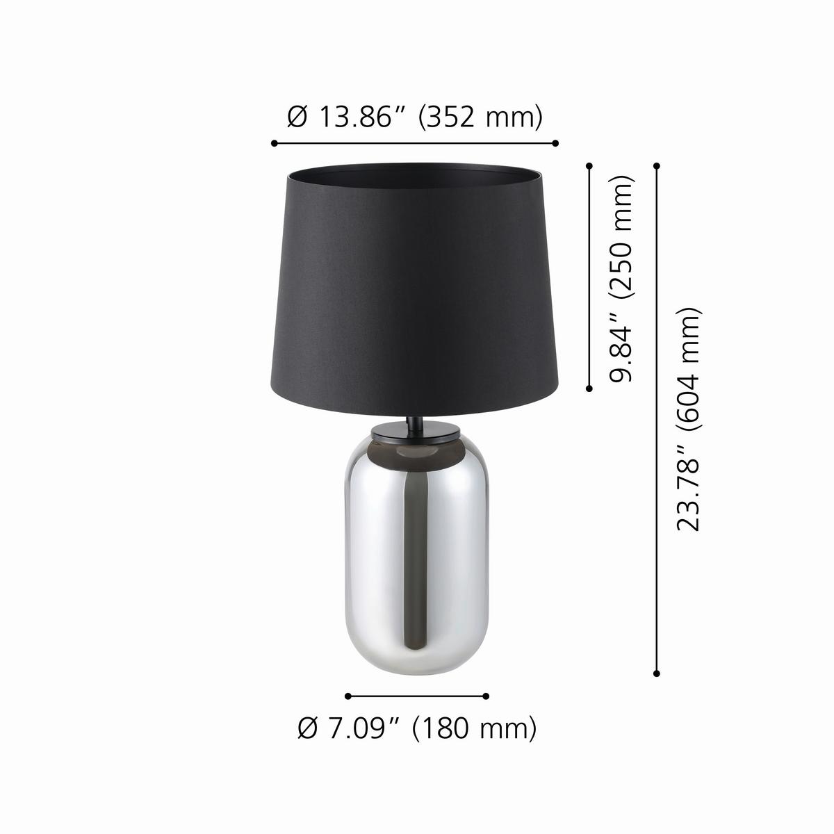 Tischleuchte 390063*cuite - Schwarz, Basics, Glas/Metall (35/61cm) - Eglo