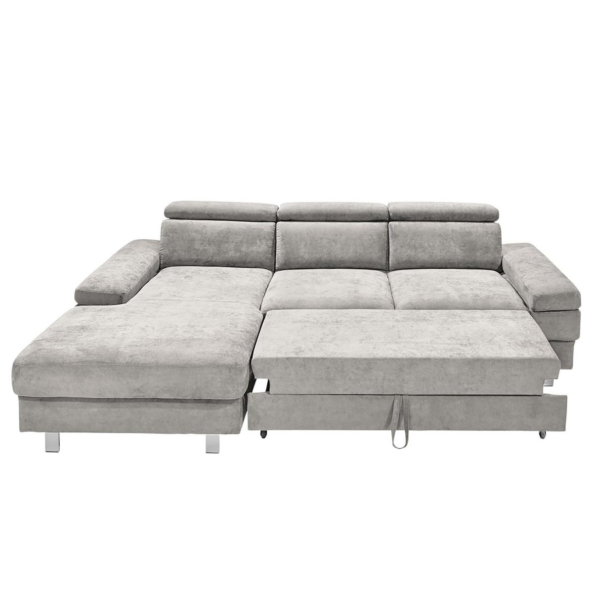 Ecksofa Elvis Silberfarben S: 182x259 Cm - Silberfarben, KONVENTIONELL, Textil (182/259cm) - Trendmanufaktur
