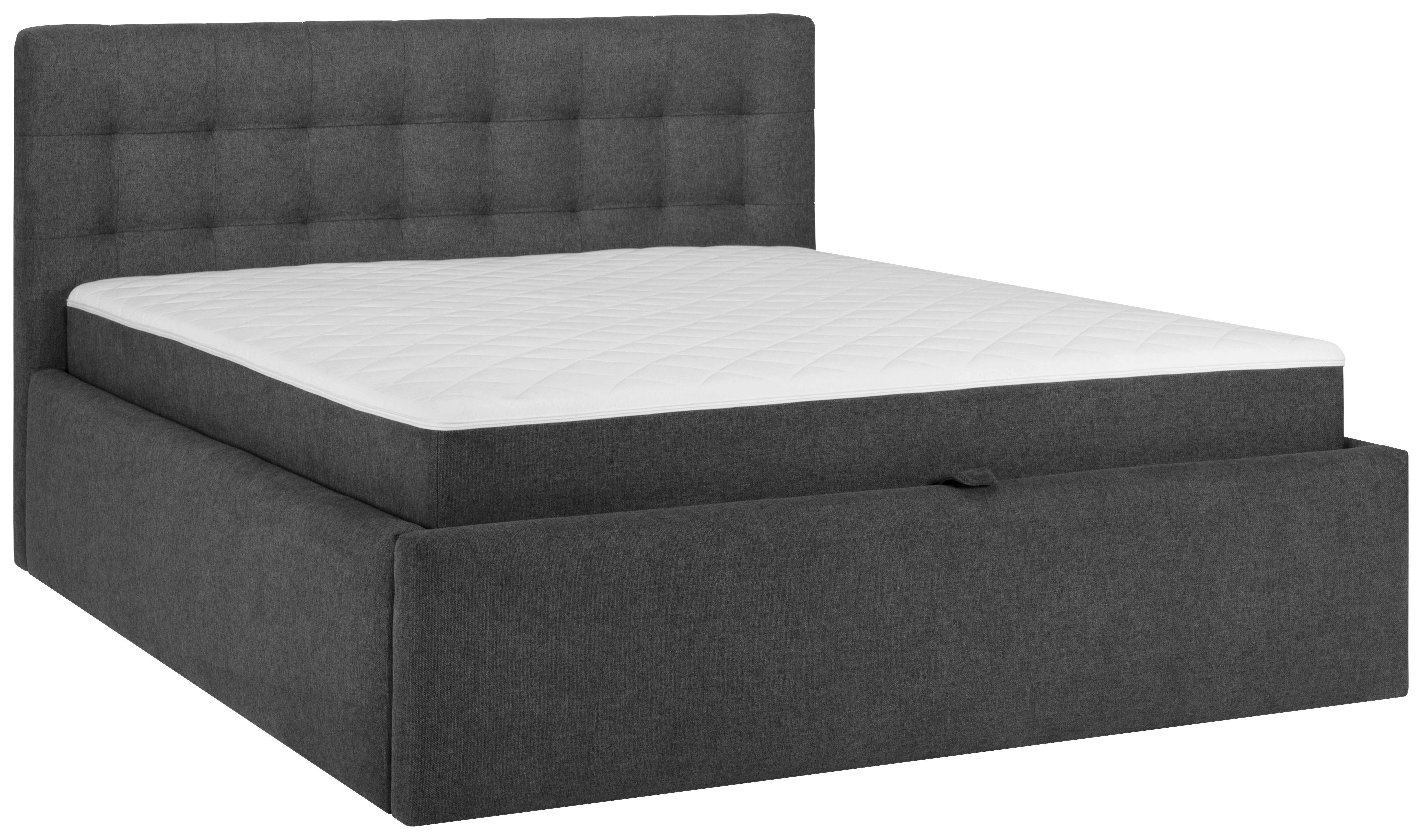 Boxspringbett Mit Stauraum 160x200 cm Sorento - Anthrazit/Schwarz, MODERN, Textil (160/200cm) - Livetastic