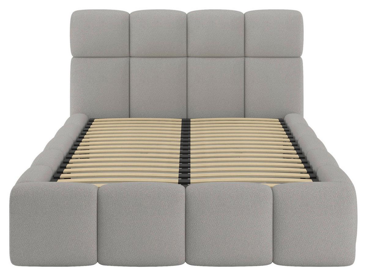 Polsterbett Cloudy mit Matratze Champagner, Lf: 140x200 cm - Champagner/Grau, Trend, Holz/Holzwerkstoff (140/200cm) - Luca Bessoni