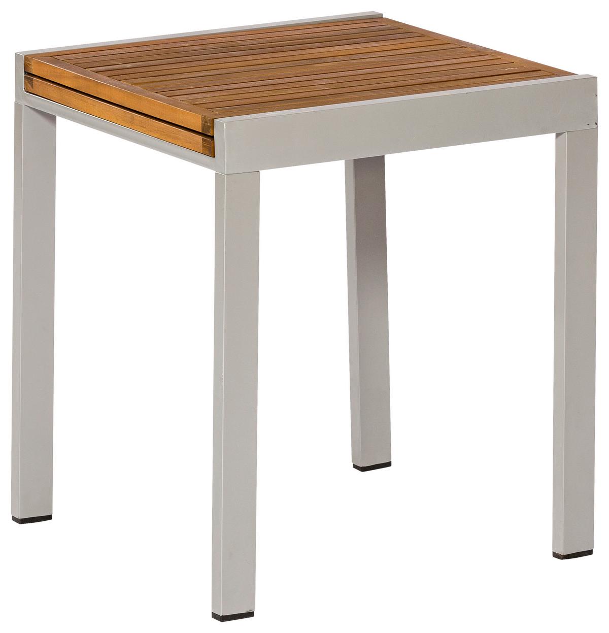 Gartentisch ausziehbar Akazienholz/Metall L 65-130 cm - Silberfarben/Naturfarben, MODERN, Holz/Metall (65-130/75/65cm) - Gardenson